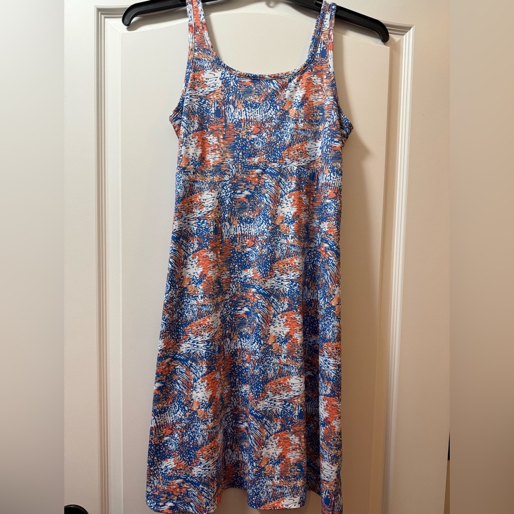 Columbia Blue and Orange Patterned Polyester Spandex Dress